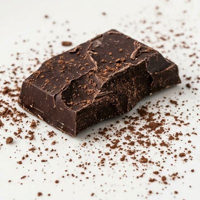 Dark chocolate piece — flavor note in decaf espresso