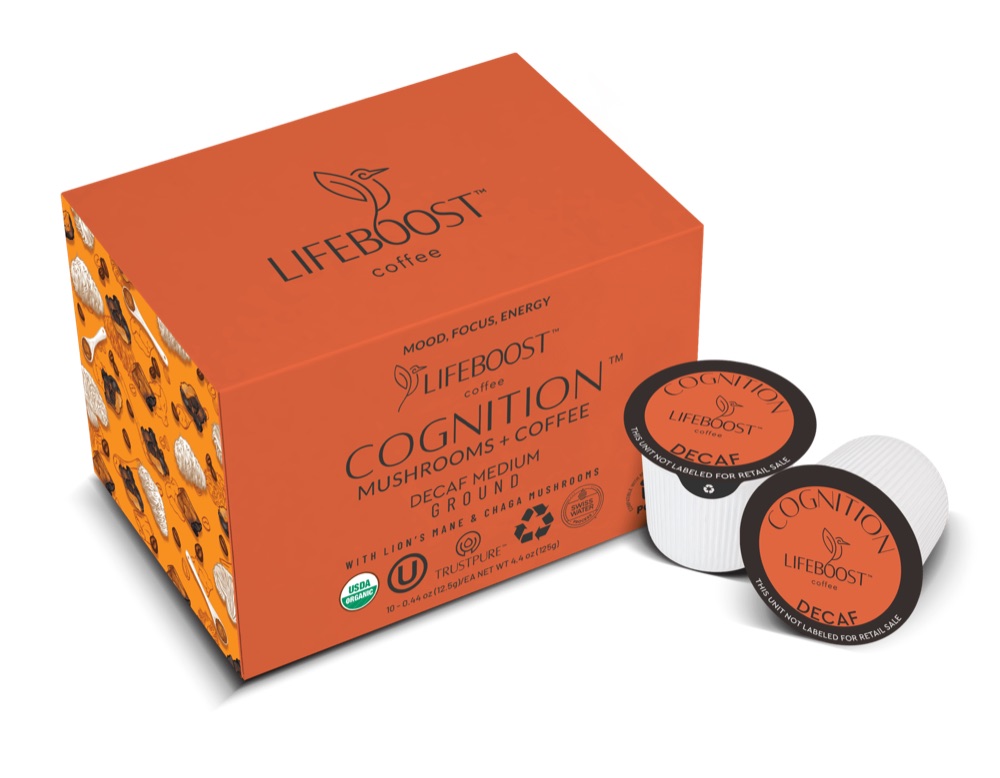 Lifeboost Cognition Decaf Mushroom Coffee Pods